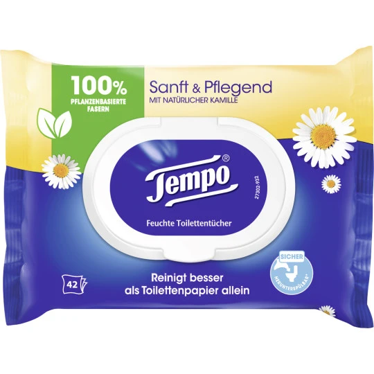 Tempo Sanft & Pflegend Feuchte Toilettentücher Kamille 42 Stück